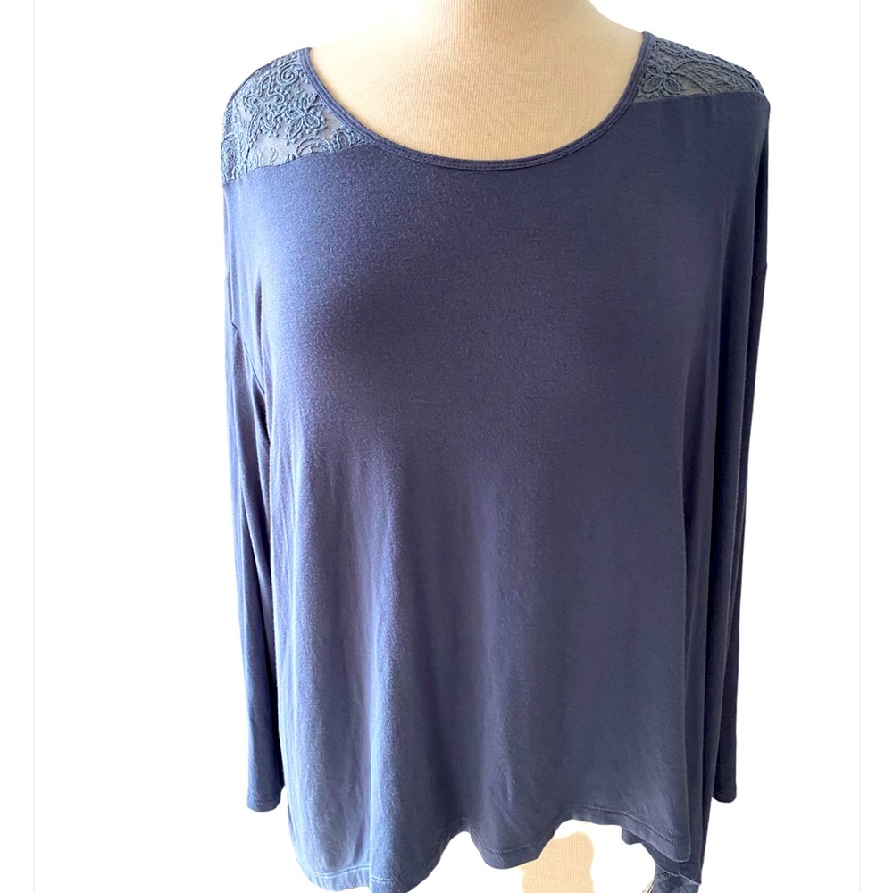 American Eagle Outfitters Blue Soft & Sexy Top Tunic Blouse w Lace Back